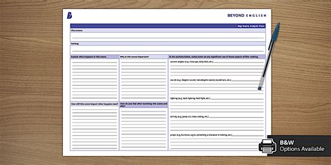 Film Studies - Key Scene Analysis (Activity Sheet)