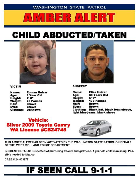 [ENSAlerts] WASHINGTON: Amber Alert for 1-year-old Roman Huizar from ...