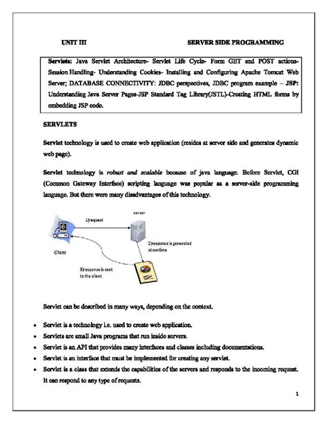 Unit 3 WT - Lecture Notes on Java Servlets and Web Application ...