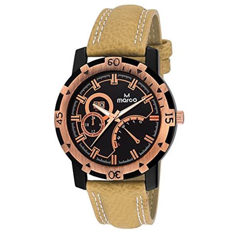MARCO Brown Dial Beige Strap Men's Analog Watch : Amazon.in: Fashion
