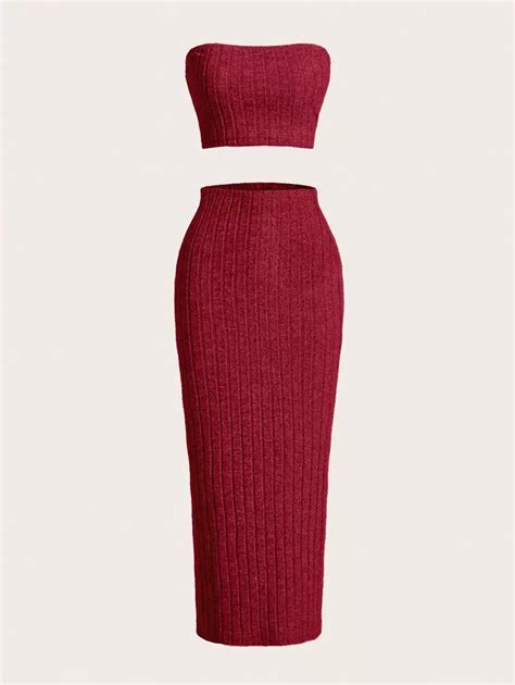 SHEIN EZwear Solid Tube Top & Skirt | SHEIN USA