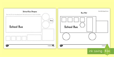 School Bus Shapes Worksheet (teacher made) - Twinkl