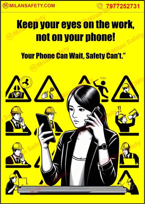 Focus on work avoid cell phone | Safety Posters – Milansafety