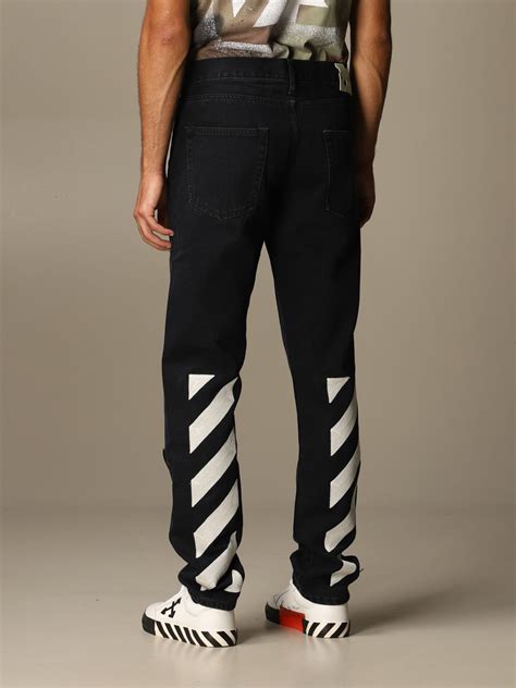 Off White denim jeans with printed bands | Jeans Off White Men Black ...