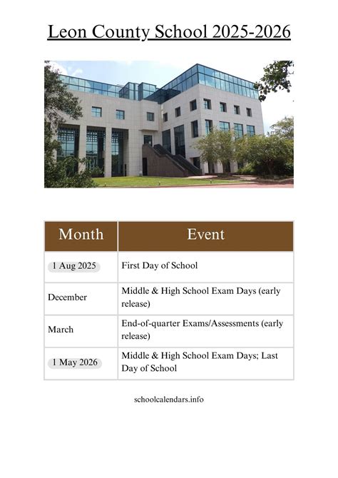 Leon County School Calendar At A Glance