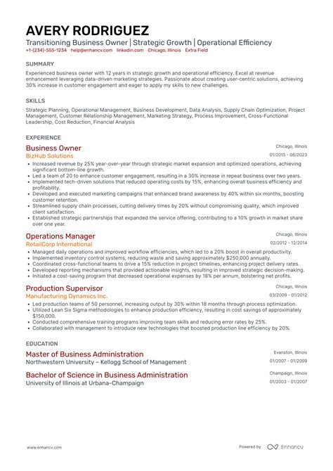 Business Owner Resume 的图像结果