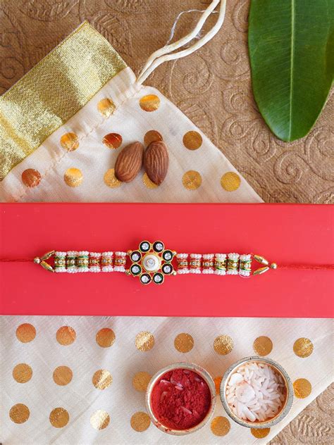 Buy | Men Multicolored Beaded Floral Rakhi | Tied Ribbons