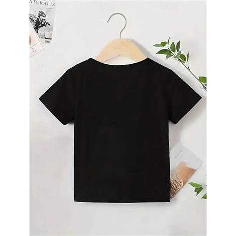 100% Coton Enfants Fille Noir Graphique Canard T-shirt Col Rond Manche ...