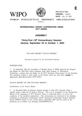 Fillable Online wipo PCT/A/31/4 REV.: PCT-SAFE Project Status Report ...