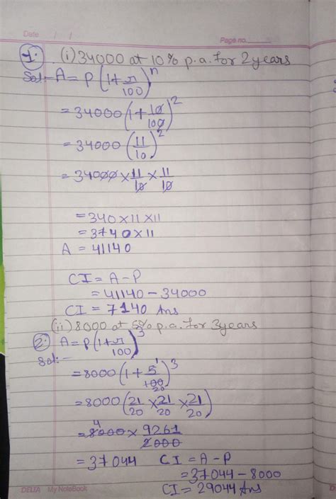 Find the compound interest for thefollowing, using the first principles ...