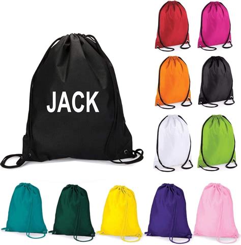 PROSTYLE SPORTS Personalised Drawstring Backpack Cinch Nap Sack Tote Bags for Picnic Gym Sport ...