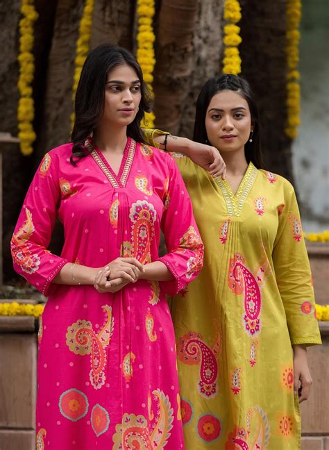 Classy pink print cotton kurta pant – SHRIEES FASSHIONS