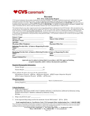 Fillable Online Prior Authorizations - CVS Caremark Fax Email Print ...