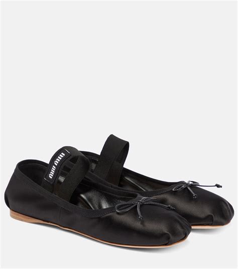 Satin ballet flats in black - Miu Miu | Mytheresa