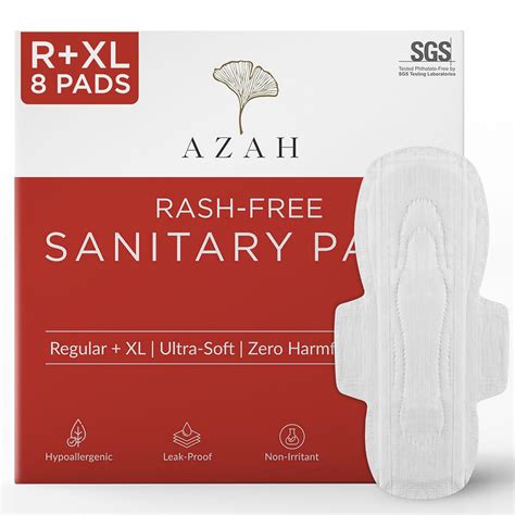 Buy AZAH Sanitary Pads for Women (4 Reg + 4 XL) [Pack of 8] 100% Rash ...