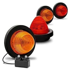 4pc 2" Round Amber/Red Beehive LED Trailer Marker Light [DOT FMVSS 108 ...