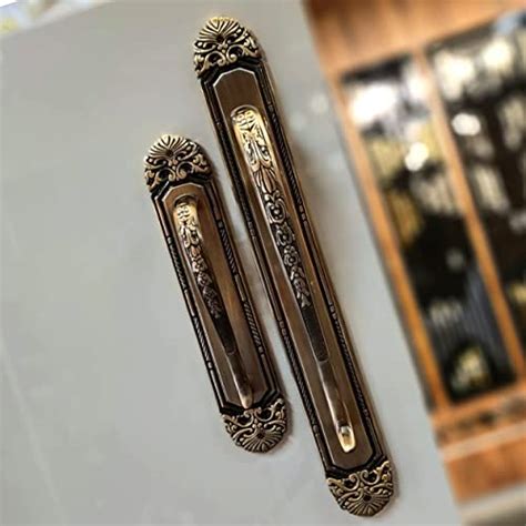 Vintage Brass Plate Door Handles with Carving – A B V I N