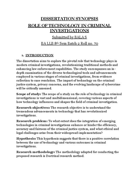 Dissertation Synopsis Technology in criminal investigation ...