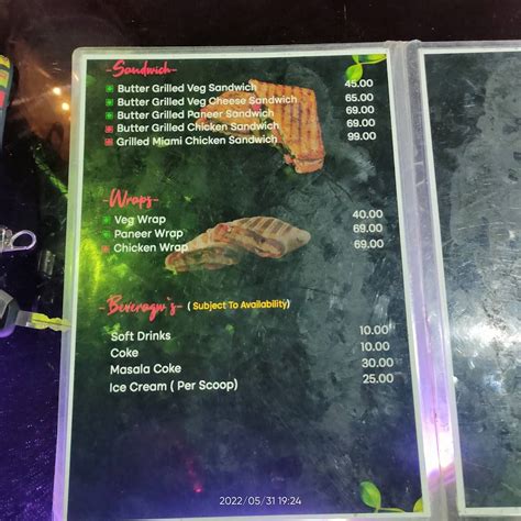 Menu at Among Us pizza shop, Kolkata