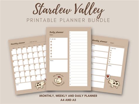 Stardew Valley Calendar Planner - Educational Printable Activities