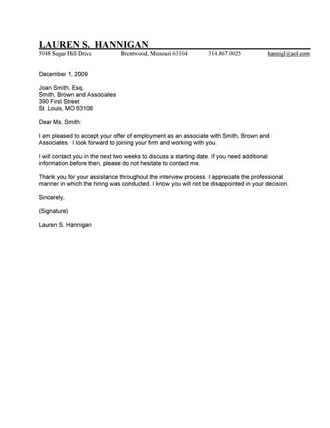 Letter Of Acceptance Template