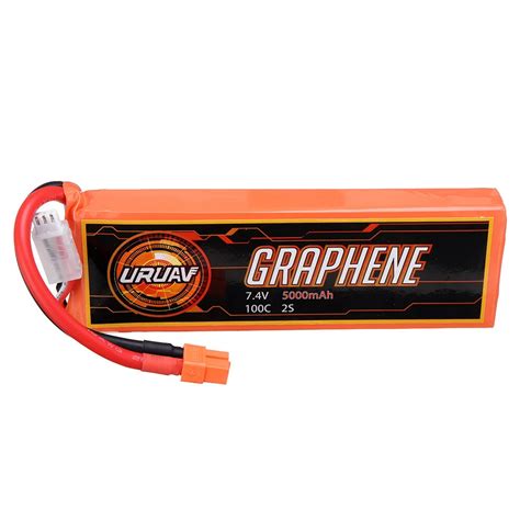 Uruav graphene 2s 7.4v 5000mah 100c lipo battery xt60 plug for fpv rc ...