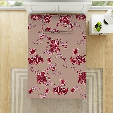 Buy WELSPUN Shimmer Cotton Floral Printed 2Pcs Single Bedsheet Set from ...