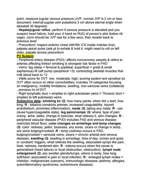 Exam review 27 - point, measure jugular venous pressure (JVP, normal JVP is 2 cm or less ...