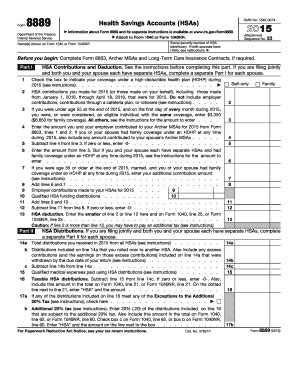 IRS 8889 2015 - Fill out Tax Template Online