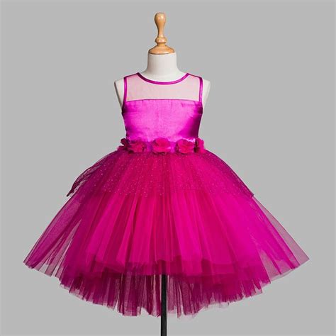 Toy Balloon Kids Fuchsia Pink High-Low Girls Party Wear Dress ...