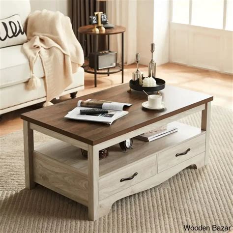 Hulettc Coffee and Center Table with Storage | Wooden Bazar