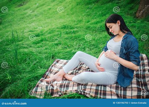 Portrait of a Happy Black Hair and Proud Pregnant Woman in a City in ...