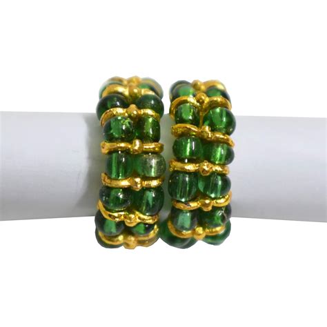 Buy VRINDAVANBAZAAR.COM Double line Beads with Golden Wire kangan for ...