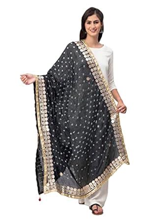 Aditi Wasan Women's Dupatta, Silk Faric with Bandhani Embellished Print ...