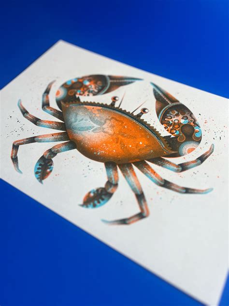 Moody Crab - A4 Risograph Print - Etsy