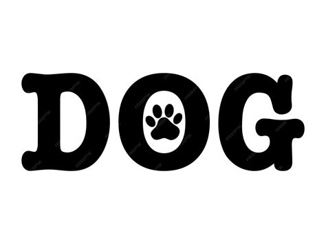 Premium Vector | A text dog with an animal paw print the trace of a pet ...