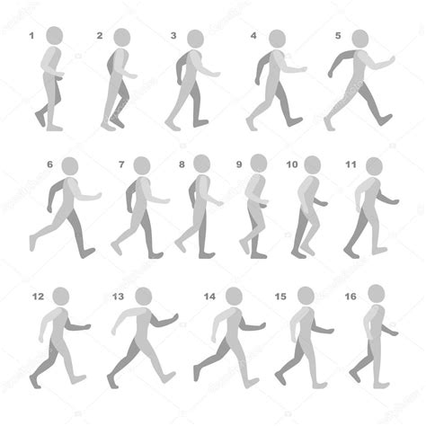 Phases of Step Movements Man in Walking Sequence for Game Animation on ...