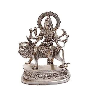 Buy Idol Collections Maa Durga Silver Finish 22.86cm X 7.62cm|Home ...