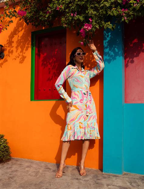 Pleated Shirt Dress With Belt