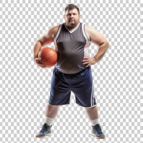 Fat basketball player wearing jersey and shorts on transparent ...