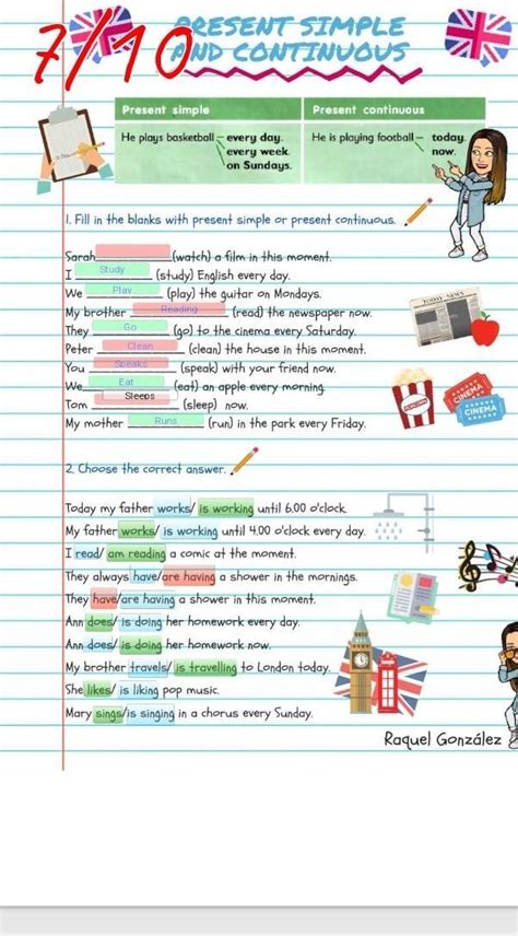 Present Simple vs Continuous 的图像结果