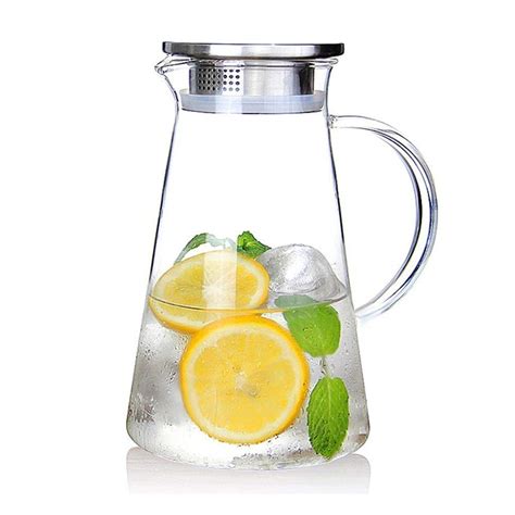 KACH POINT 1800 ML Water Juice Jug Pot, Borosilicate Glass, Stainless ...