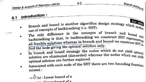 Analysis of Algorithm (MCS) - Branch and Bound Techniques - Studocu