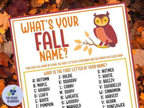 What's Your Fall Name Game With Name Tags & Sign | Fall Party Game | 1st Day of Fall | Autumn ...