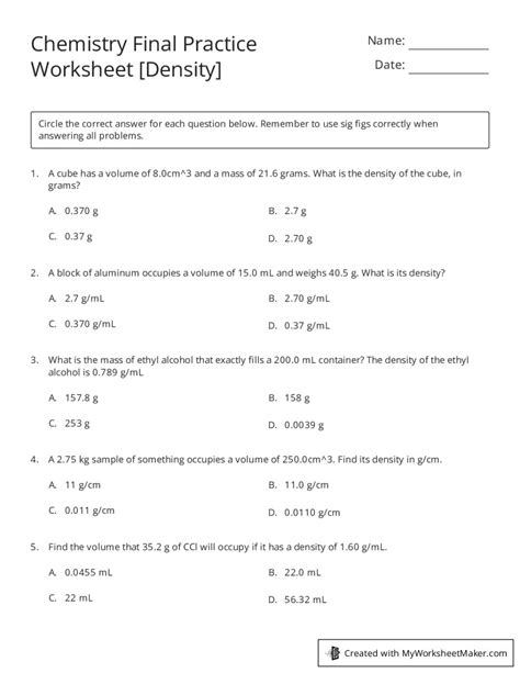 Image result for Density Practice Problems