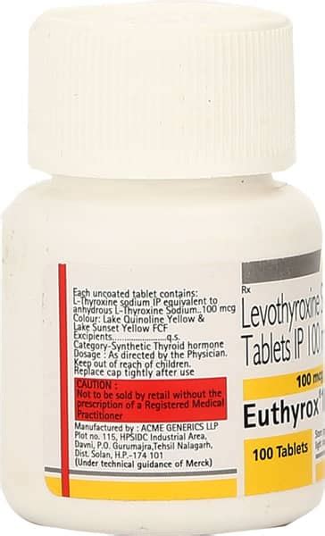 Euthyrox 100 MCG Tablet (100): Uses, Side Effects, Price & Dosage ...