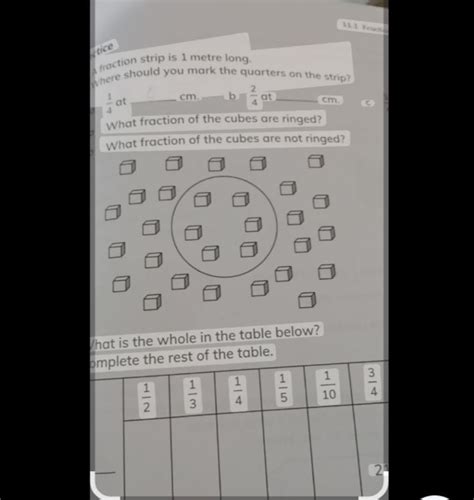 111 Nound(i)fraction strip is 1 metre long.Where should you mark the q..
