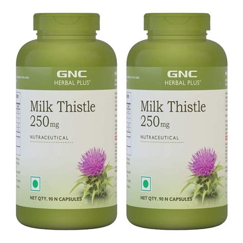 GNC Herbal Plus Milk Thistle | 90 Capsules (Pack of 2) | Removes Liver ...