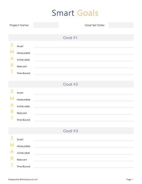 Free SMART Goal Setting Templates - WordLayouts