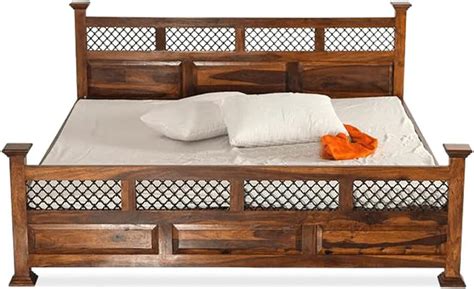DEVKI INTERIORS Sheesham Wood Karigari Queen Size Bed with Hydraulic ...